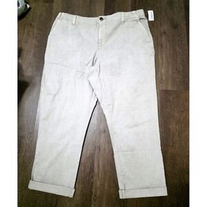 NEW OLD NAVY Men's Pants Beige STRETCH FLAT FRONT ELASTIC WAIST Size XL